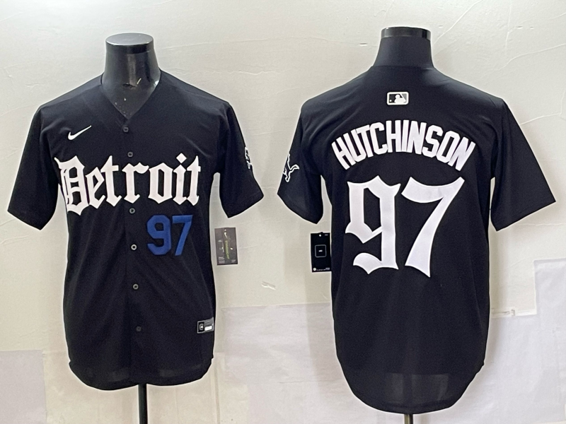 Men 2025 Detroit Lions #97 Hutchinson Black NFL jersey 009